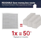 18x18x1 Air Filter, Washable & Reusable Aluminum AC/HVAC Furnace Electrostatic Filter, Lifetime Permanent Air Filter, Easy to Clean, Healthier Home/Office (Actual Size:17.50x17.50x0.82)