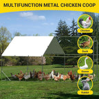 9.8X13.1x6.6FT, Large Walk in Chicken Run Pen Cage, Metal Coop Clearance with Double Door, Chicken Runs for Yard with Cover, Outdoor Cages for Chickens and Range Poultry, Large Chicken Coops