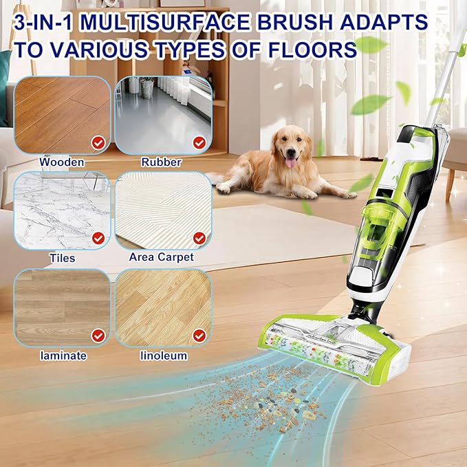Lemige Brush Filter Replacement Parts for Bissell CrossWave Vacuum 3888A 1785 Pet Pro 2306A Cordless Wet Dry Vac, 3 Pack 2460 Multi-Surface Pet Brush Roll & 1866 Vacuum Filter, Part 1613568 1608684
