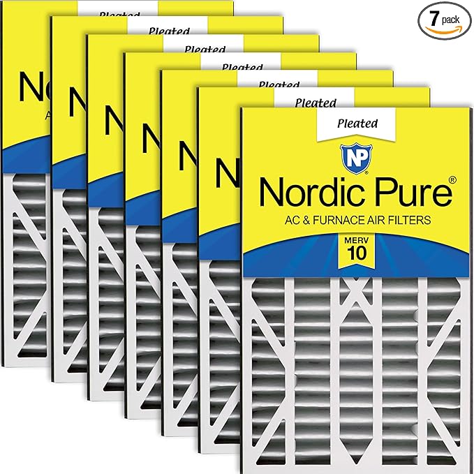 Nordic Pure 16x25x3 (Actual Size: 15 13/16 x 24 5/16 x 3) MERV 10 Trion Bear Cub 255649-101 Replacement Pleated AC Furnace Air Filters 7 Pack