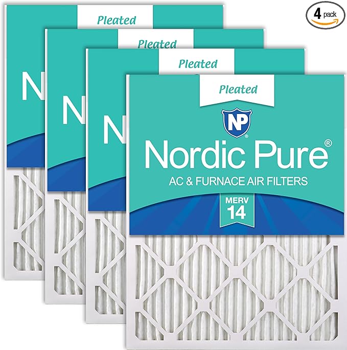 Nordic Pure 16x16x1 (Actual Size: 15 3/4 x 15 3/4 x 3/4) Pleated MERV 14 Air Filters 4 Pack