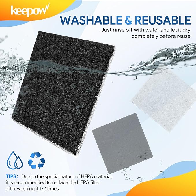 KEEPOW CF-1 Hepa Filter Replacement Compatible with Kenmore Sears Progressive CF-1, Progressive & Whispertone, Panasonic Models, Including 86883, 86880, 20-86883, 2086883, 8175084, 8 Pack