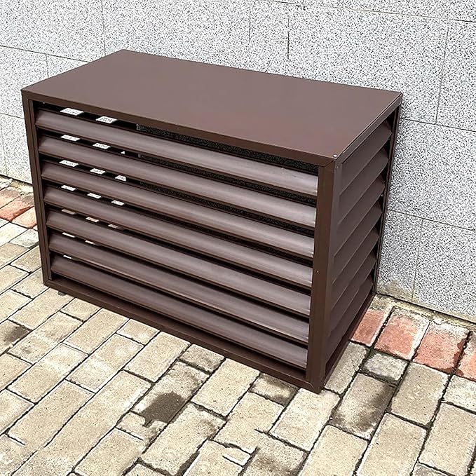 Aluminum Air Conditioner Cover Exterior Air Conditioning Unit Cover Air Conditioner Fence Screen Privacy Fence Trash Can Enclosure Outdoor Condenser Protective (Brown 100x50x70cm)