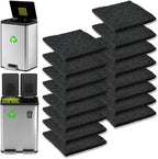16 Pack Activated Carbon Filter with 2 Pack Recycle+Trash Sticker Fits EKO Trash Can with Built-in Compartment, Also Fits SIMPLI-Magic Garbage Bins, for Trash Can and Compost Bin