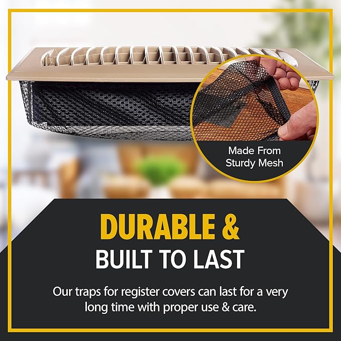 Floor Register Trap/Cover - Screen for Home Air Vent Filters 4"x12", 2-Pack