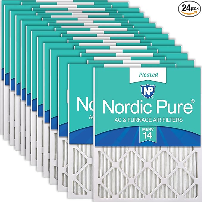 Nordic Pure 16x20x1 (Actual Size: 15 1/2 x 19 1/2 x 3/4) Pleated MERV 14 Air Filters 24 Pack