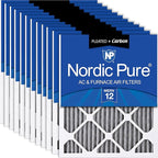 Nordic Pure 12x12x1 (Actual Size: 11 3/4 x 11 3/4 x 3/4) Furnace Air Filters MERV 12 Pleated Plus Carbon 12 Pack