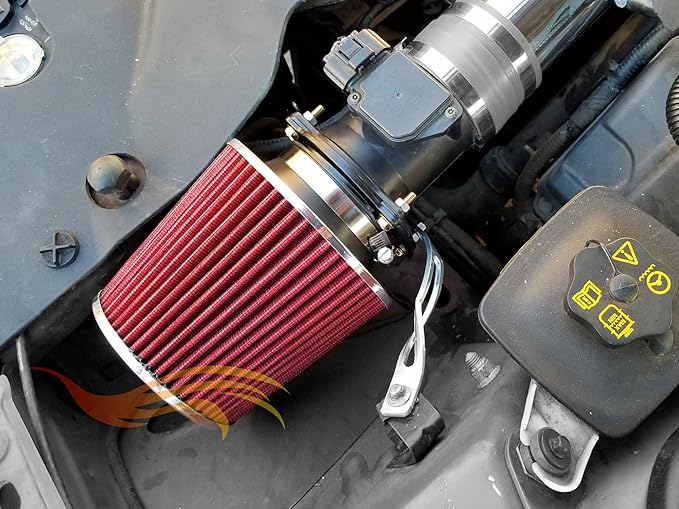 Rtunes Racing Universal Clamp-On Air Filter, Standard Cone, Dry Washable Design, Multiple Inlet Sizes (Red, 3" Inch)
