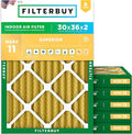 Filterbuy 30x36x2 Air Filter MERV 11 Superior Pet & Allergy Defense (6-Pack), Electrostatic Pleated HVAC AC Furnace Filters Replacement, Made in USA (Actual Size: 29.81 x 35.81 x 1.75)