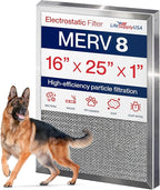 16x25x1 Electrostatic Air Filter, MERV 8, Washable, Reusable Furnace AC/HVAC Filter, Energy Saving, Easy to Clean, Long-Lasting by LifeSupplyUSA
