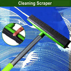Multifunctional Broom, Telescopic Carpet Rake Rubber Pp 12.6in Brush Easy Wash Floor Carpet Broom for Pet Hair Dust Removal Tile Window Cleaner (Green)
