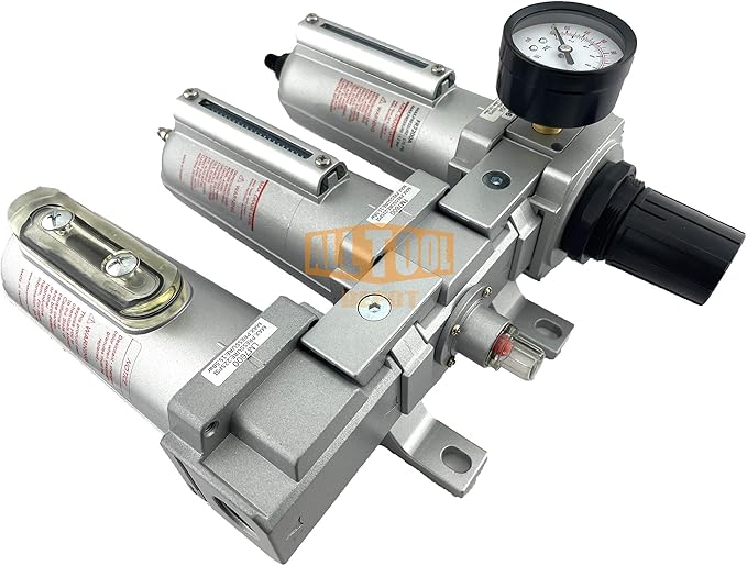 1/2" NPT HEAVY DUTY Industrial Grade Filter Regulator Coalescing Desiccant Dryer System For Compressed Air Lines, Metal Bowls, Great For Paint Spray And Plasma Cutter (AUTO DRAIN)