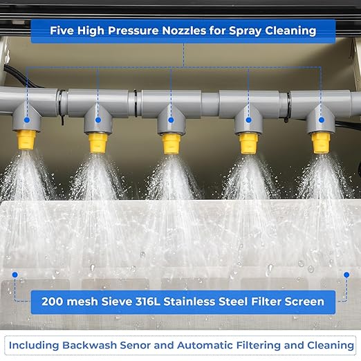 Rotary Drum Filter-3000GPH Canister Filter AC110-240V RDF Fully Automatic Water Self-Cleaning Filtration for Koi Pond,Fish Pond,Aquarium,Fish Farm,Seedling Cultivation Base,Aquaculture,Hydroponics