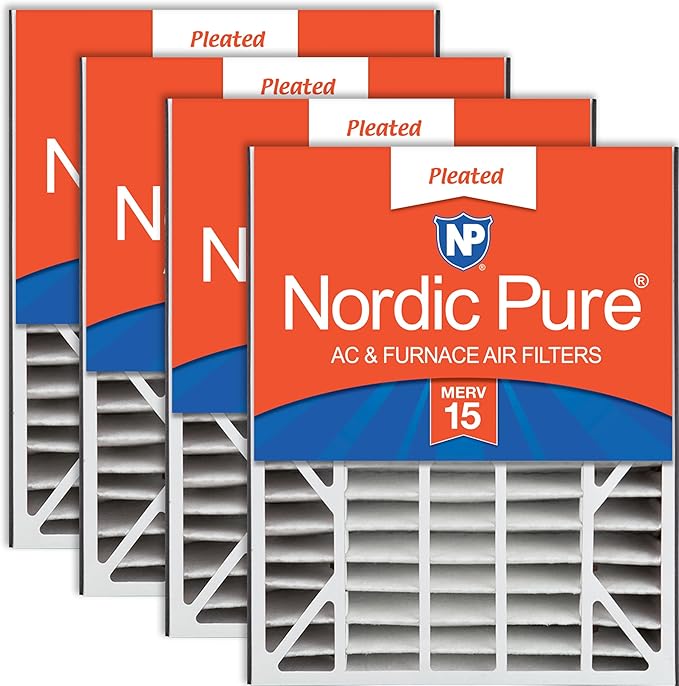 Nordic Pure 20x25x5 (Actual Size: 19 3/4 x 24 1/4 x 4 7/8) Air Bear Replacement 266649-102 MERV 15 Air Filters 4 Pack