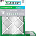 Filterbuy 20x22x1 Air Filter MERV 8 Essential Dust & Allergy Defense (2-Pack), Electrostatic Pleated HVAC AC Furnace Filters Replacement, Made in USA (Actual Size: 19.50 x 21.50 x 0.75)