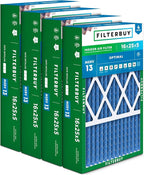 Filterbuy 16x25x5 Air Filter MERV 13 Optimal Smoke & Allergy Defense (4-Pack), Pleated HVAC AC Furnace Filters for Honeywell FC100A1029, Lennox X6670, and More (Actual Size: 15.75 x 24.75 x 4.38)