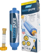 Camco Tastepure RV Water Filter - Advanced RV Inline Water Filter with Flexible Hose Protector - GAC & KDF Filtration - Made in USA - Camping Essentials for Fresh Drinking Water (40043)
