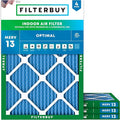 Filterbuy 15x20x1 Air Filter MERV 13 Optimal Smoke & Allergy Defense (4-Pack), Electrostatic Pleated HVAC AC Furnace Filters Replacement, Made in USA (Actual Size: 14.50 x 19.50 x 0.75)