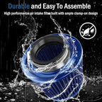 Universal Clamp-On Air Intake Filter, High Performance, Washable Filter, Replacement Air Filter, Flange Diameter 2.5inch/64mm (Blue)