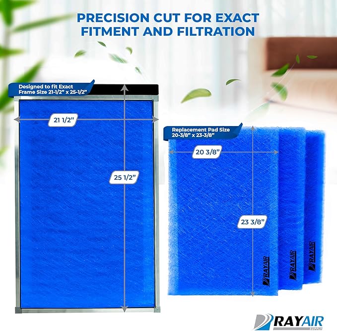 RAYAIR SUPPLY 21.5 x 25.5 Replacement Filter Pads Compatible with Dynamic Air Cleaner (3 Pack) (21 1/2 x 25 1/2)