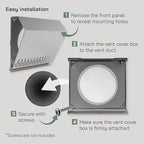 Vent Systems 8" Inch Air Supply Vent Cover with Rubber Gasket - Stainless Steel - Robust Weatherproof Outdoor Air Intake Box - Duct or Surface Mounting - Rain and Snow Protection
