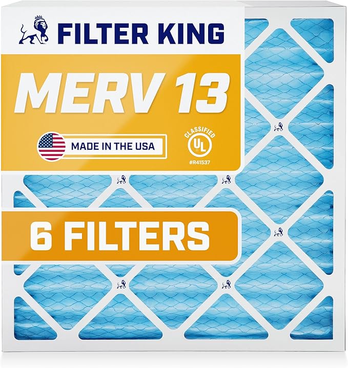 Filter King 18x20x1 Air Filter | 6-PACK | MERV 13 HVAC Pleated A/C Furnace Filters | MADE IN USA | Actual Size: 18 x 20 x .75"