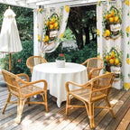 Lemon Outdoor Curtains for Patio Lemons Baskets Summer Tropical Plant Wood Waterproof Outside Curtains with Grommet Top Weatherproof Curtain for Cabana Pergola Gazebo, 2 Pack, 54" W x 84" L