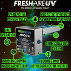 Fresh-Aire UV Fresh-Aire APCO Compact HVAC UV Air Purifier w/Carbon Matrix and Remote Power Supply, Includes Dual 2 Year UVC Lamp for Coils, 18-32 VAC