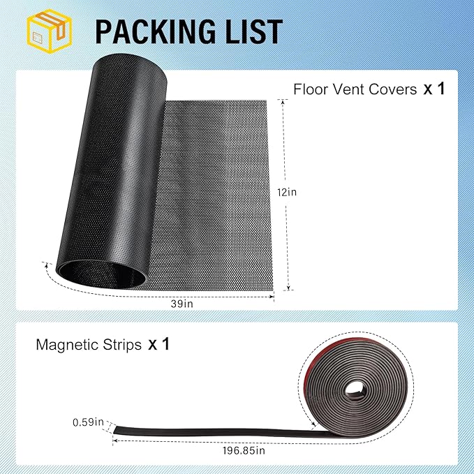 39x12 inch Customizable DIY Floor Vent Covers, Magnetic PVC Vent Mesh for Wall, Ceiling & Home Floor, PC Case Dust Mesh Filter