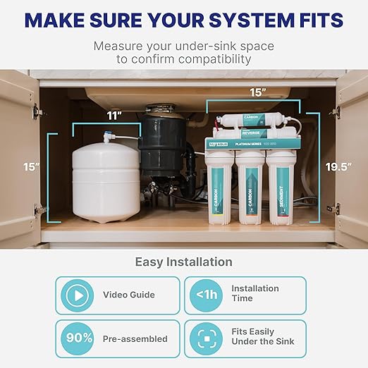 NU Aqua 7-Stage (12 Step Filtration) UV & Alkaline Under Sink Reverse Osmosis Water Filter System - 100 GPD RO Filtration & Remineralization - 100GPD Undersink - Home Kitchen Drinking Purifier