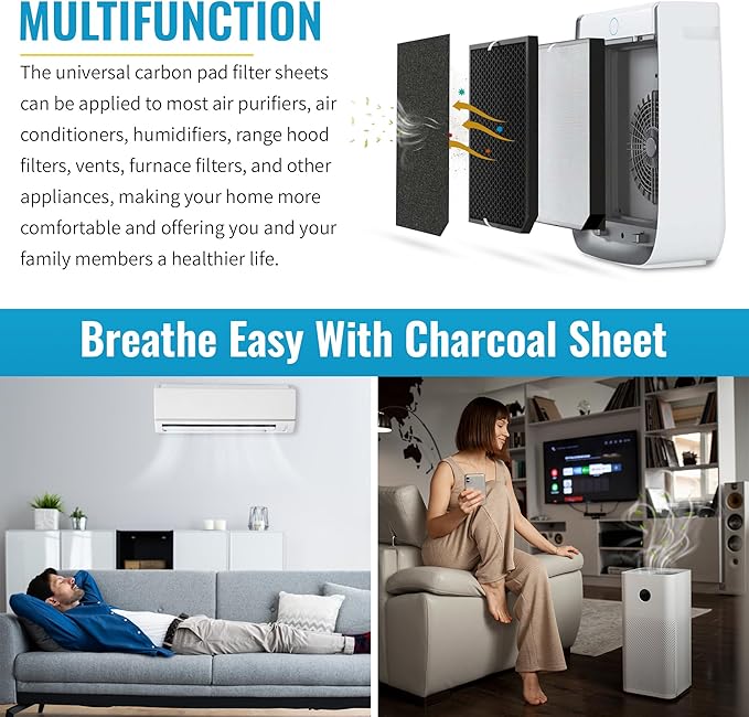 CFS – Pack of 2, Universal Cut-to-Fit Carbon Pre-Filter Compatible with C-6009, Hunter 30901, 30903, 30907 Models – Fresh and Filtered Air for Home Filtration – Charcoal Air Filter Sheet – 16" x 30"