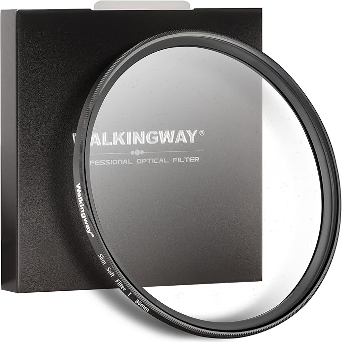 Walking Way 86MM White Mist Diffusion Filter - Subtler Soft Focus Circular Lens Filter - Dreamy Fog Effect Softening Camera Diffuser for Digital DSLR Camera (Light-Soft 1, 86MM)