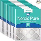 Nordic Pure 16x20x1 (Actual Size: 15 1/2 x 19 1/2 x 3/4) Pleated MERV 14 Air Filters 12 Pack