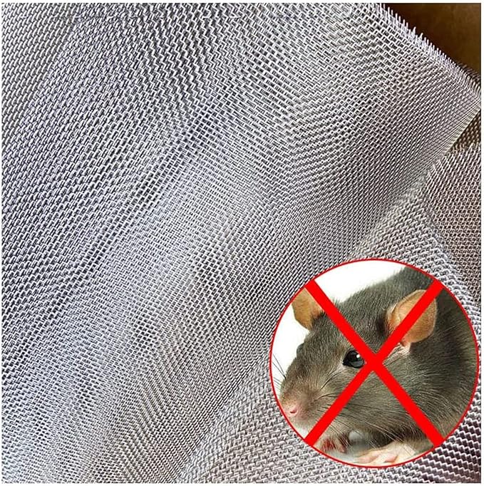 Stainless Steel Woven Wire Mesh, Stainless Steel Wire Metal Mesh Sheets, 8 Mesh Steel Woven Mesh Rodent Proof Garden Insect Screen Heat-Resistant Metal Filter Screen Sheet