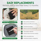 Charcoal Filters for Compost Bucket 3.5 in Square - Pack of 12 Odor Blocking Compost Filters for Countertop Bin, Trash Cans & Litter Boxes - Universal Replacement Compost Bin Filter Charcoal
