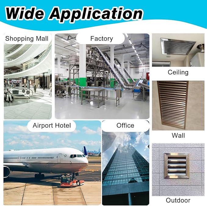 Square Stainless Steel Vent Grille with Removable Filter Mesh, Weatherproof Louver Air Return Vent Cover for Home/Shed/Garage/Roof(25x25in/64x64cm)