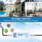 Pre-Assembled Misters for Outside Patio,80FT|24M.Outdoor Misting Cooling System w Filter, Backyard Mist Kit for Garden,Greenhouse,Deck,Umbrella,Canopy,Pool,Porch,Trampoline,ParkBBQ Party