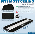 Premium Ceiling Fan Filters for Blades -10 PCS Activated Carbon Air Purifier Pads Unscented Washable Reusable Easy-Stick Coconut Shell Odorless Charcoal Dust Catcher Covers for Home Lighting Extractor
