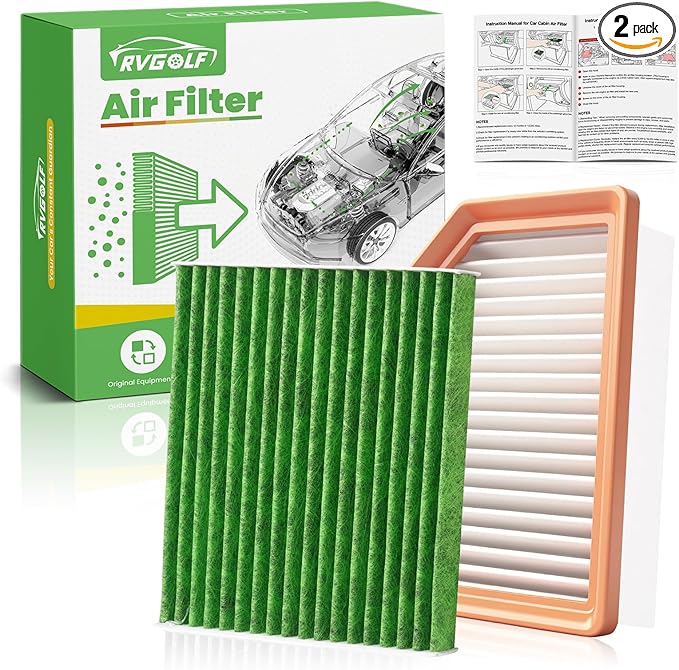 Engine+Cabin Air Filters Set Fit for 2021 2022 2023 2024 2025 2026 Nissan Rogue AC Filter with Activated Carbon Combo Set Replacement Automotive Accessories# 16546-6RA0A 272775NA1A