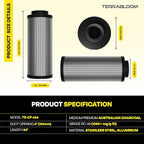 TerraBloom 6" x 24" Carbon Filter for Grow Tent - 46mm Activated Charcoal Air Filter - Maximize Airflow with 550 CFM - Premium Carbon Air Filter & Charcoal Filter for Homes & Commercial Applications