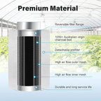 iPower 6 Inch Carbon Filter Odor Control with Australia Virgin Charcoal for Inline Fan Indoor Plants Grow Tent, Reversible Flange, Prefilter Included, 6", Silver