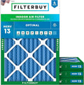 Filterbuy 15x20x2 Air Filter MERV 13 Optimal Smoke & Allergy Defense (4-Pack), Electrostatic Pleated HVAC AC Furnace Filters Replacement, Made in USA (Actual Size: 14.50 x 19.50 x 1.75)