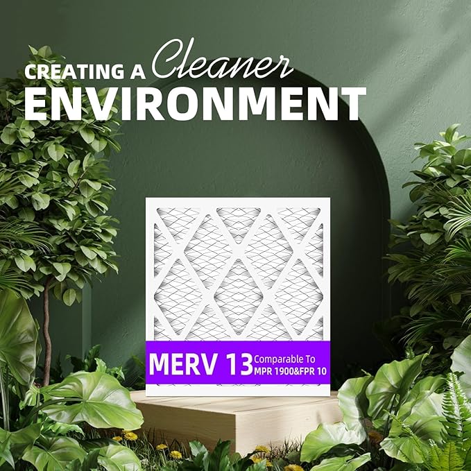 20x25x1 MERV 13 (6-Pack) Pleated Air Filter (Actual Size: 19.75"x24.75"x0.75") MPR 1900 & FPR 10, Furnace Air Filters, 20x25x1 air filter