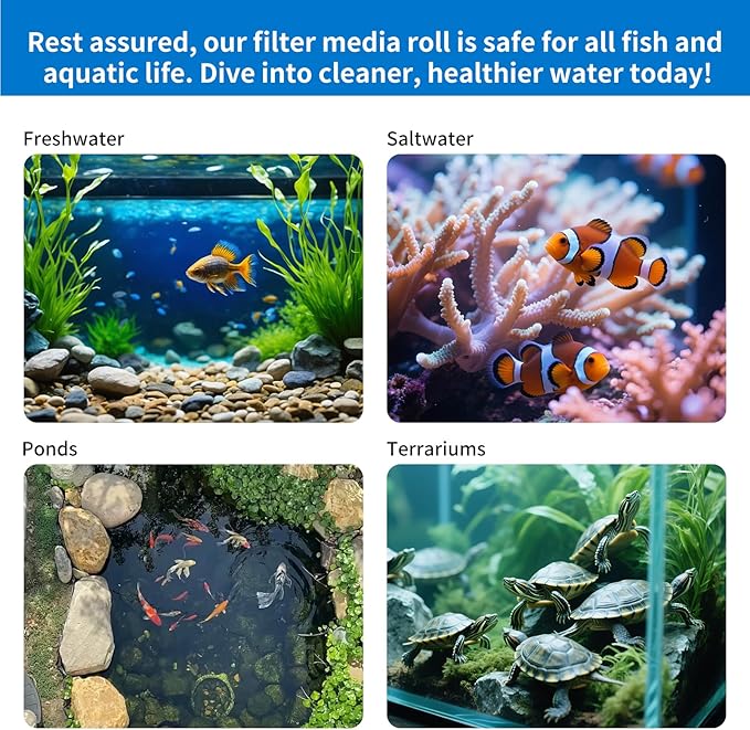 2" Thick Koi Pond Filter Pad, 24" x 56" Fish Pond Filters for Outdoor Ponds, Pond Filter Media, Pond Filter Material, White Bulk Roll-Cut to Size-Fit for Aquarium Filter Floss