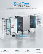 Air Purifiers for Home Large Room Up to 2250 ft² - Remove 99% of Smoke Allergies Pet Dander Odor - Dual 3-Stage Filter of Washable Filter and with AQI, Auto Mode, Sleep Mode,