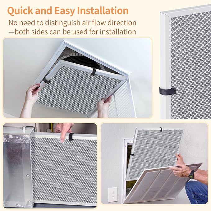 2-Pack 18x30x1 MERV 8 Reusable & Washable Electrostatic Air Filters - Long-Lasting Filter for HVAC, Furnace & Air Conditioner Units, Actual Size: 17-5/8” x 29-5/8” x 7/8”