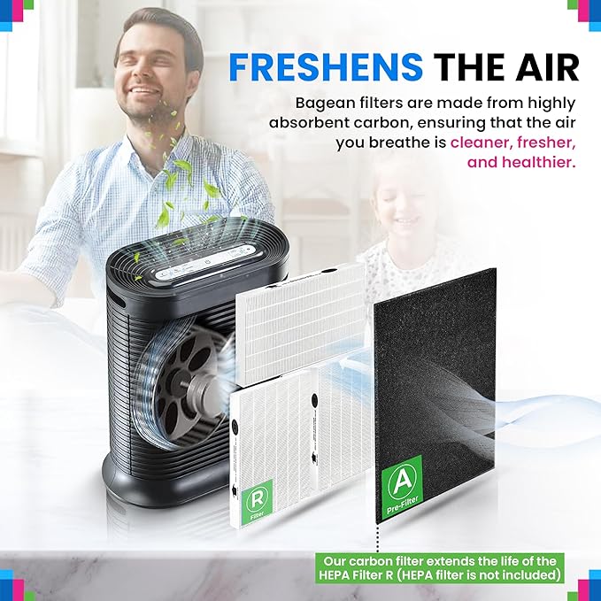 Bagean HPA300 Carbon Pre Filter A Compatible with Honeywell Air Purifier Filter Replacement - Fits HPA300 HPA5350 HPA5300B Series - Activated Prefilter A Absorbs Odor & Filters Freshen the Home (6-Pk)