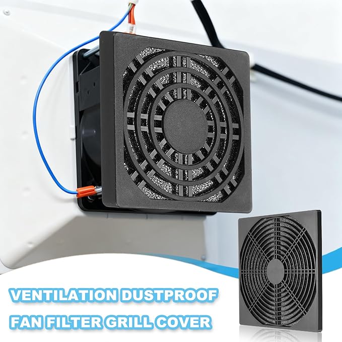 PATIKIL 200mm Fan Filter Grill, 3 Pcs Plastic Ventilation Dustproof Grill Cover Cooling Ventilator with Screws for Industry Workshop Computer Case Refrigerators Air Conditioning, Black