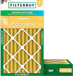 Filterbuy 14x25x4 Air Filter MERV 11 Superior Pet & Allergy Defense (2-Pack), Electrostatic Pleated HVAC AC Furnace Filters Replacement, Made in USA (Actual Size: 13.88 x 24.88 x 3.63)