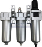 3 STAGE, HEAVY DUTY INDUSTRIAL GRADE FILTER REGULATOR COALESCING DESICCANT DRYER SYSTEM FOR COMPRESSED AIR LINES, METAL BOWLS, GREAT FOR PAINT SPRAY AND PLASMA CUTTER (1/2" NPT, AUTO DRAIN)